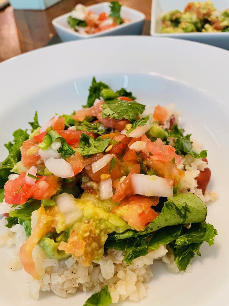 burrito bowl with cauliflower rice