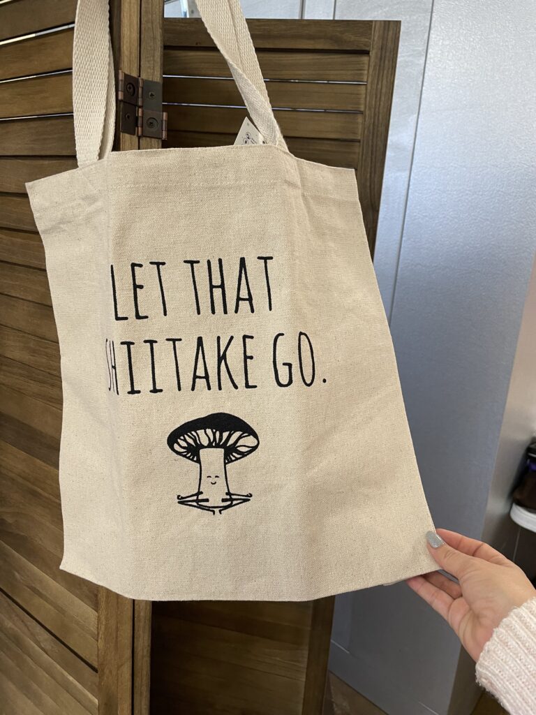 "Let that Shiitake Go" reusable grocery bag